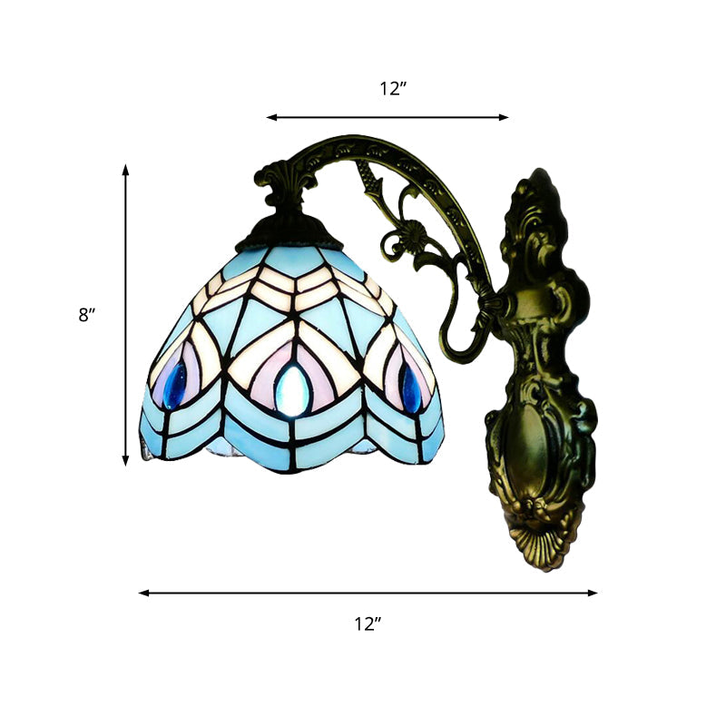 Frendorf | Pauw Wandverlichting Tiffany-stijl Gevuld Glas 1 Hoofds Wandlamp Verlichting voor Slaapkamer