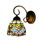 Frendorf | Dome Wandleuchte Viktorianisch 1 Kopf Buntglas Wand sconces Beleuchtung in Antikmessing für Schlafzimmer