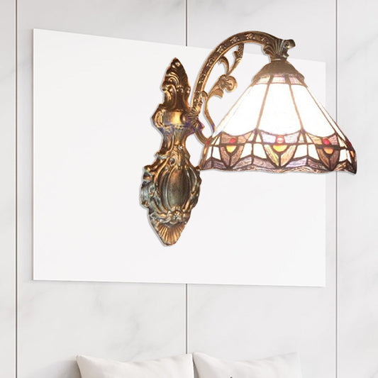 Frendorf | Cone Wandlamp Gekleurd Glas 1 Licht Tiffany Binnen Wandlamp voor Slaapkamer