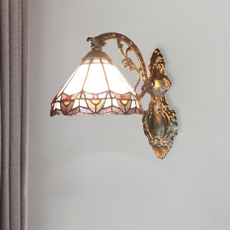 Frendorf | Cone Wandlamp Gekleurd Glas 1 Licht Tiffany Binnen Wandlamp voor Slaapkamer