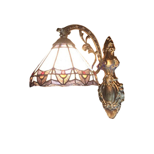 Frendorf | Cone Wandlamp Gekleurd Glas 1 Licht Tiffany Binnen Wandlamp voor Slaapkamer