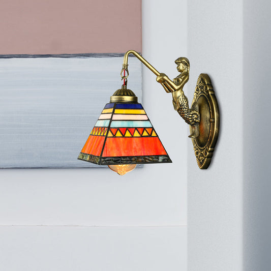 Frendorf | Orangenpyramide Wandleuchte Tiffany 1 Kopf Buntglass Sconcelampe
