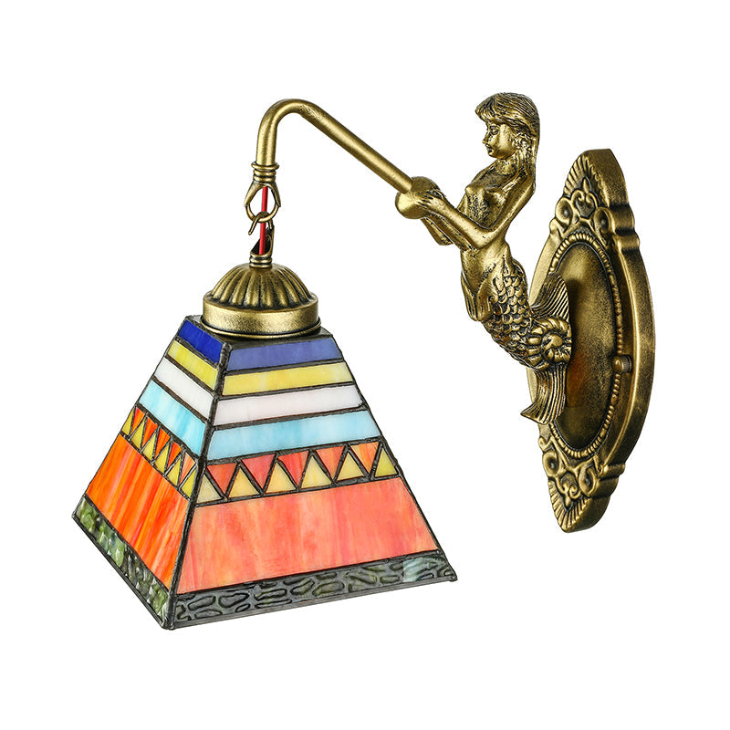 Frendorf | Orangenpyramide Wandleuchte Tiffany 1 Kopf Buntglass Sconcelampe
