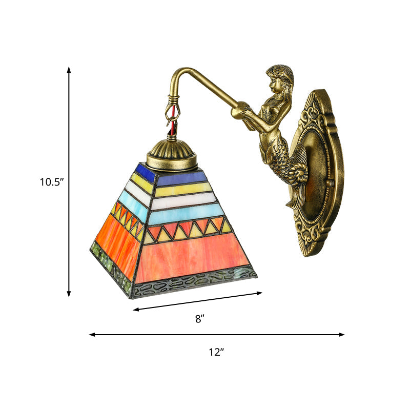 Frendorf | Orangenpyramide Wandleuchte Tiffany 1 Kopf Buntglass Sconcelampe