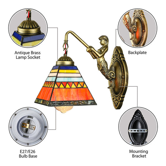 Frendorf | Orangenpyramide Wandleuchte Tiffany 1 Kopf Buntglass Sconcelampe