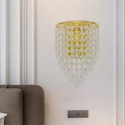Frendorf | 10"/15" W Z tapered Wandlamp Vintage Metaal 1 Lamp Gouden Sconces met Duidelijke Kristal Drapering