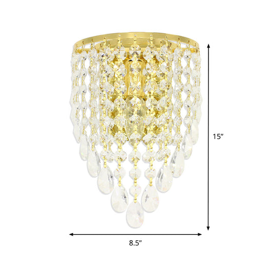 Frendorf | 10"/15" W Z tapered Wandlamp Vintage Metaal 1 Lamp Gouden Sconces met Duidelijke Kristal Drapering