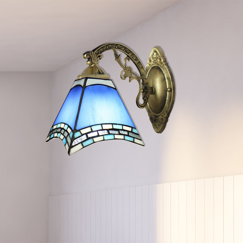 Frendorf | Rustieke Geometrische Plafondpendant Gekleurd Glas 1 Licht Hangende Pendant in Blauw voor Eetkamer