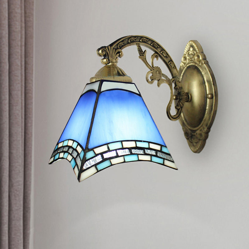 Frendorf | Rustieke Geometrische Plafondpendant Gekleurd Glas 1 Licht Hangende Pendant in Blauw voor Eetkamer