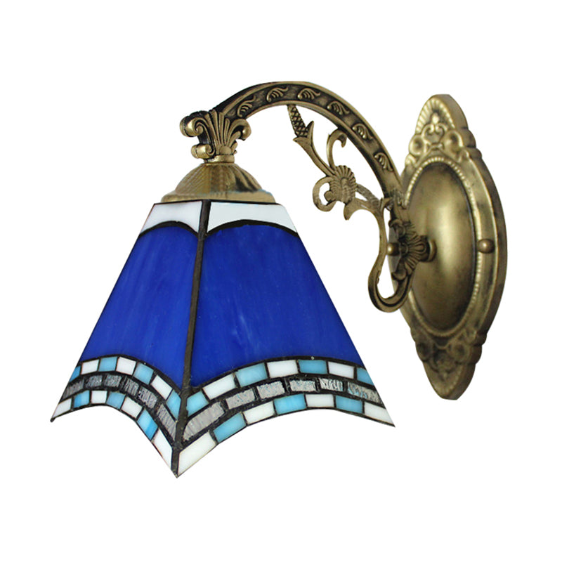 Frendorf | Rustieke Geometrische Plafondpendant Gekleurd Glas 1 Licht Hangende Pendant in Blauw voor Eetkamer