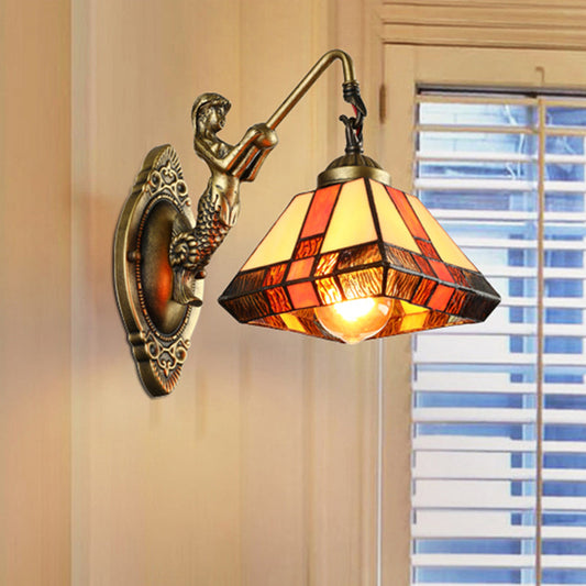 Frendorf | 1 Kopf Wandmontierte Lampe Tiffany Diamond Orange Gefärbtes Glas Wandlampenleuchte