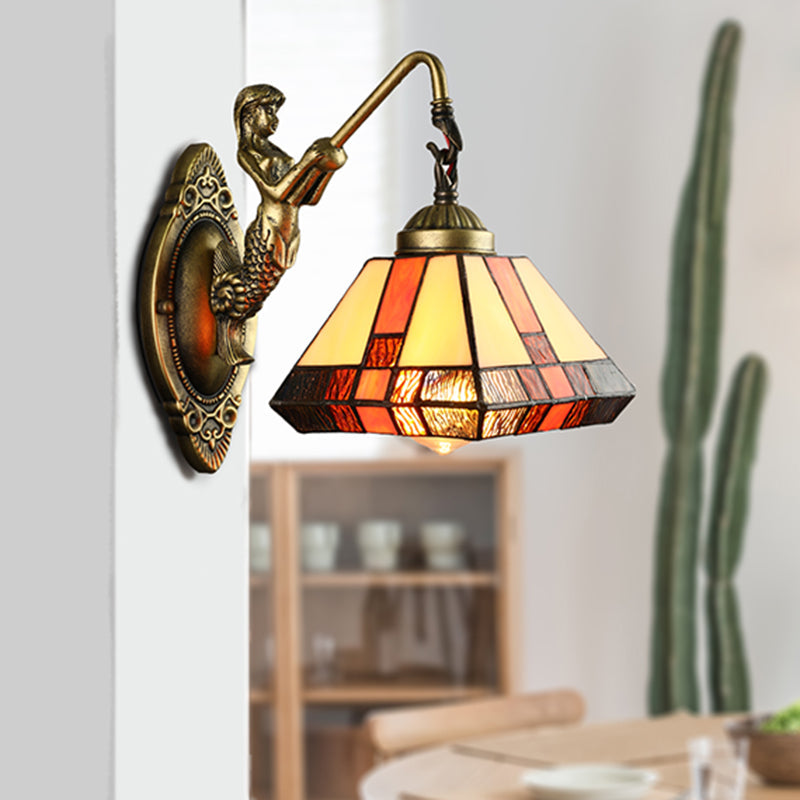 Frendorf | 1 Kopf Wandmontierte Lampe Tiffany Diamond Orange Gefärbtes Glas Wandlampenleuchte
