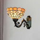 Frendorf | 1 Kopf Wand Leuchte Tiffany Schale Orange Muschel Wandleuchte mit Gebogenem Arm