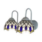 Frendorf | Witte Koepel Wandlamp Tiffany 2 Koppen Gevlekt Glas Wandgemonteerde Lamp met Blauwe Sieraad Decoratie