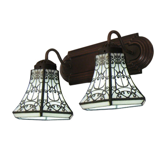 Frendorf | 2 Köpfe Wandleuchten Barock Flared Weißes Glas Wandmontierte Lampe für Schlafzimmer