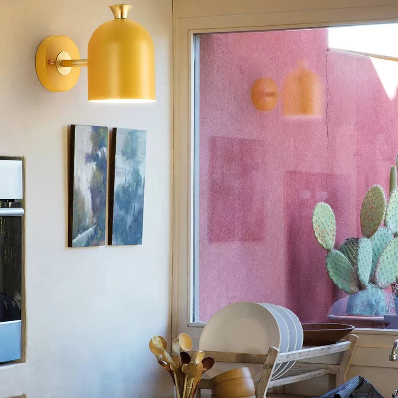 Frendorf | Kop Shade Eetkamer Wandlamp Metaal 1 Gloeilamp Nordische Stil Wandlampe mit Macaron Farbe