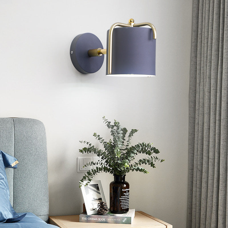 Frendorf | Metalen Cilinder Wandlamp Rotatable Eén Lamp Macaron Loft Wandlamp voor Slaapkamer Spiegel