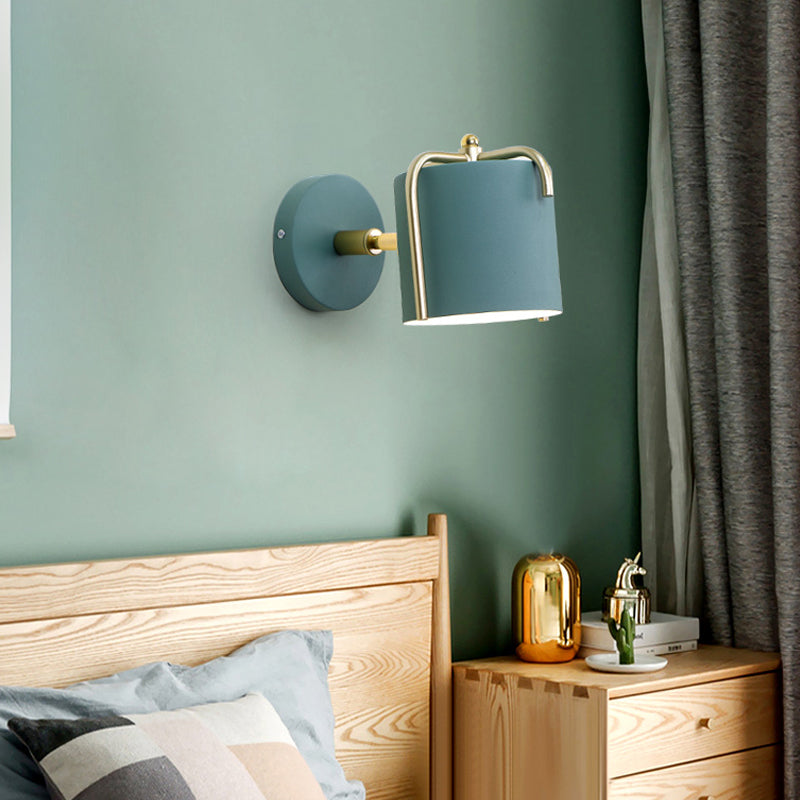 Frendorf | Metalen Cilinder Wandlamp Rotatable Eén Lamp Macaron Loft Wandlamp voor Slaapkamer Spiegel