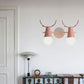 Frendorf | 2 Köpfe Kegel Wandlampe mit Geweihen Zeitgenössische Metall Wandlaterne für das Arbeitszimmer