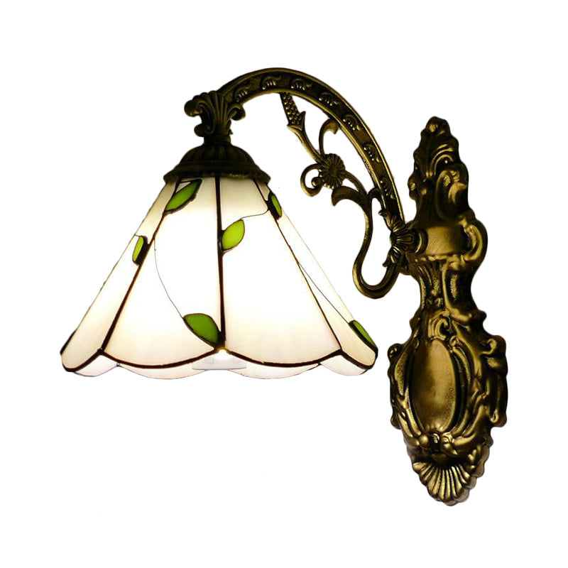 Frendorf | Retro-Stil Kegelwandlampe Buntglas 1 Licht Wandlicht für Treppe