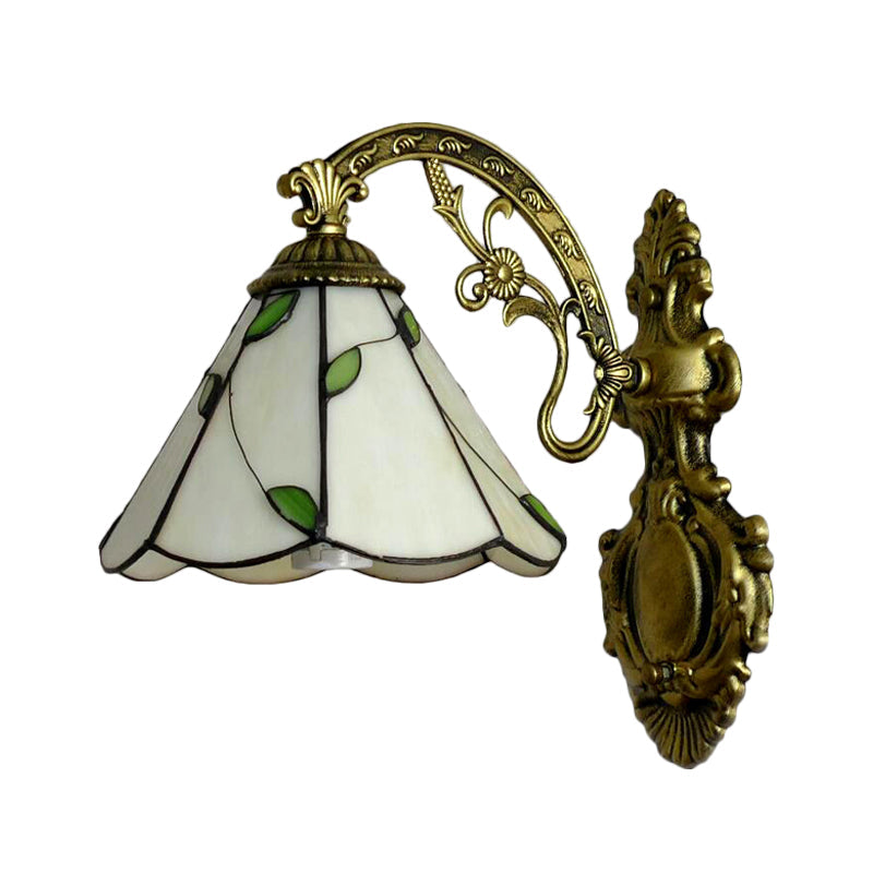 Frendorf | Retro-Stil Kegelwandlampe Buntglas 1 Licht Wandlicht für Treppe