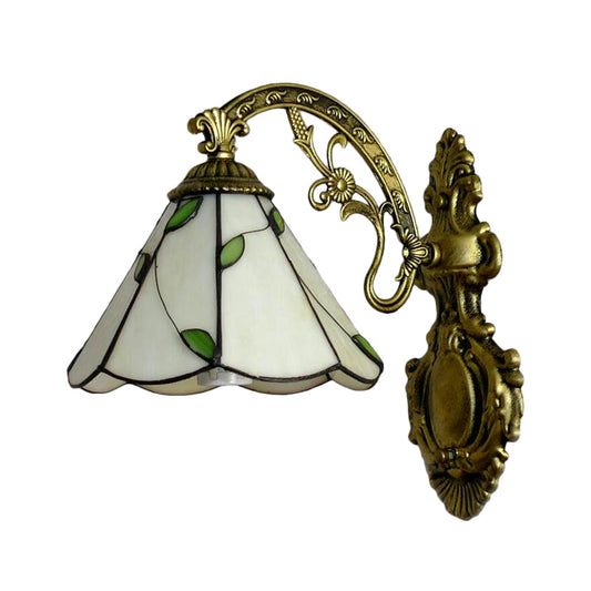 Frendorf | Retro-Stil Kegelwandlampe Buntglas 1 Licht Wandlicht für Treppe