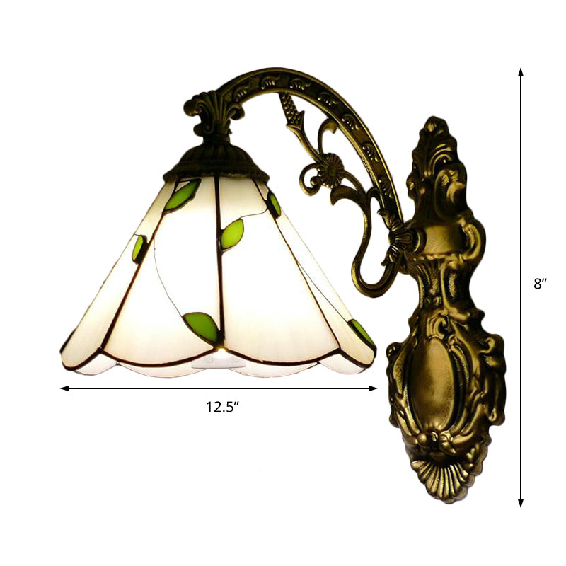 Frendorf | Retro-Stil Kegelwandlampe Buntglas 1 Licht Wandlicht für Treppe