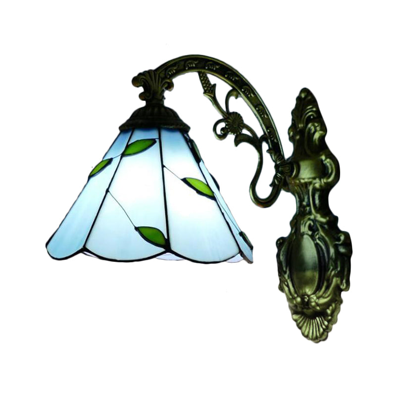 Frendorf | Retro-Stil Kegelwandlampe Buntglas 1 Licht Wandlicht für Treppe