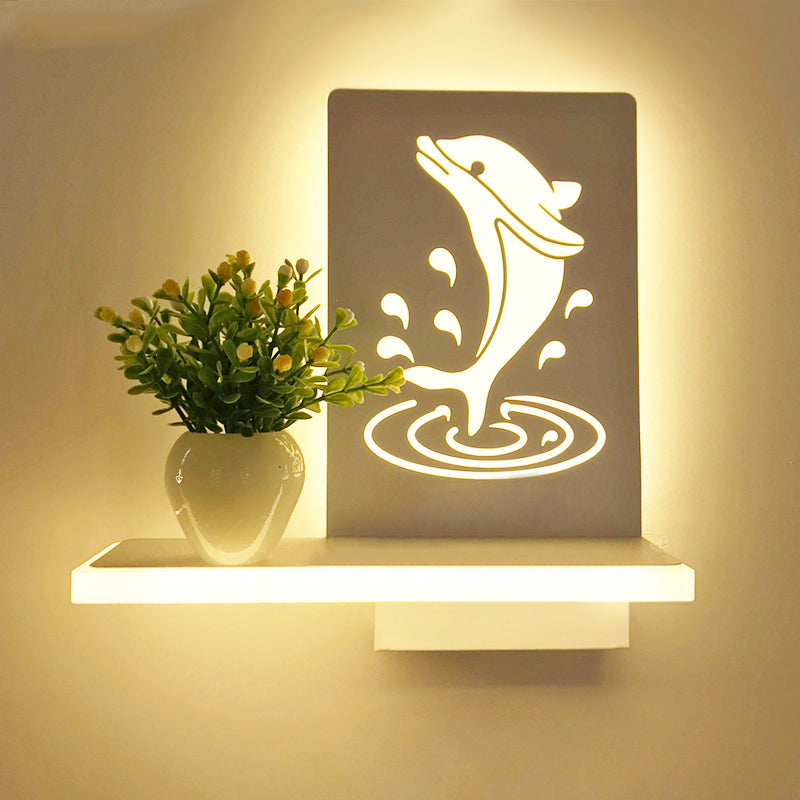 Frendorf | Volwassen Kind Slaapkamer Wandlamp met Plank Acryl Hedendaagse Wandlamp in Wit