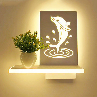 Frendorf | Volwassen Kind Slaapkamer Wandlamp met Plank Acryl Hedendaagse Wandlamp in Wit