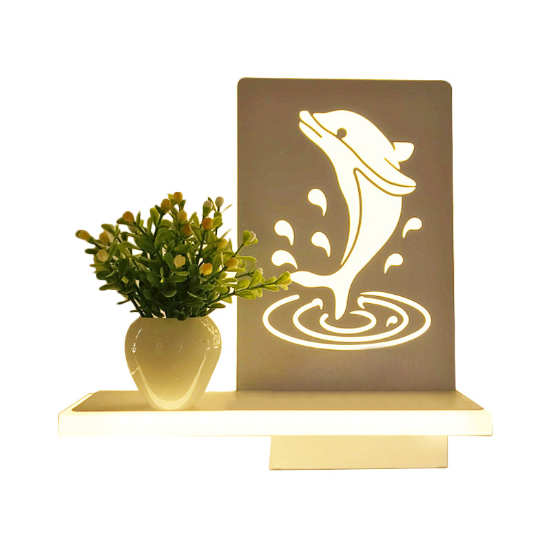 Frendorf | Volwassen Kind Slaapkamer Wandlamp met Plank Acryl Hedendaagse Wandlamp in Wit