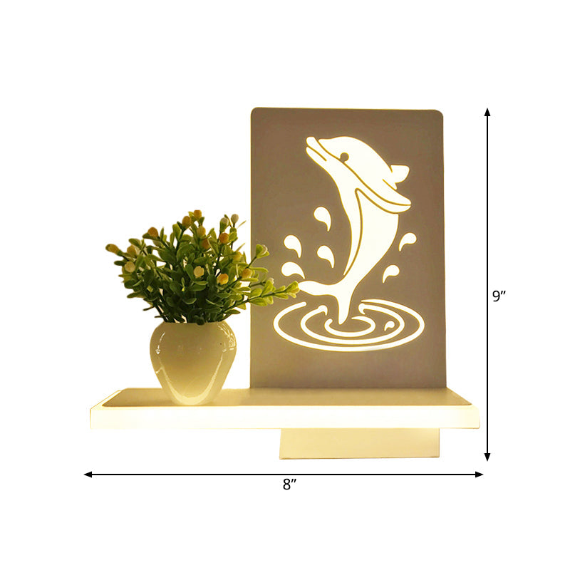 Frendorf | Volwassen Kind Slaapkamer Wandlamp met Plank Acryl Hedendaagse Wandlamp in Wit
