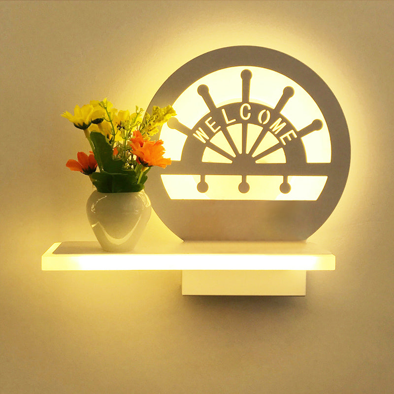 Frendorf | Volwassen Kind Slaapkamer Wandlamp met Plank Acryl Hedendaagse Wandlamp in Wit