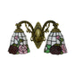 Frendorf | Tiffany Stil Wandlamp Glas Geschilderd 2 Lichten Wandlamp met Rozenpatroon in Bronzen Afwerking
