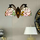 Frendorf | Tiffany Stil Wandlamp Glas Geschilderd 2 Lichten Wandlamp met Rozenpatroon in Bronzen Afwerking