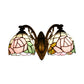 Frendorf | Tiffany Stil Wandlamp Glas Geschilderd 2 Lichten Wandlamp met Rozenpatroon in Bronzen Afwerking