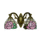 Frendorf | Tiffany Stil Wandlamp Glas Geschilderd 2 Lichten Wandlamp met Rozenpatroon in Bronzen Afwerking