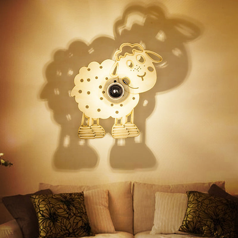 Frendorf | Metalen Schapen Wandlamp Slaapkamer Kleuterschool 1 Kop Kinderen Wandlicht in Beige