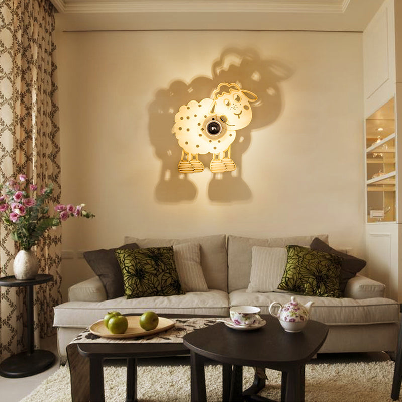 Frendorf | Metalen Schapen Wandlamp Slaapkamer Kleuterschool 1 Kop Kinderen Wandlicht in Beige