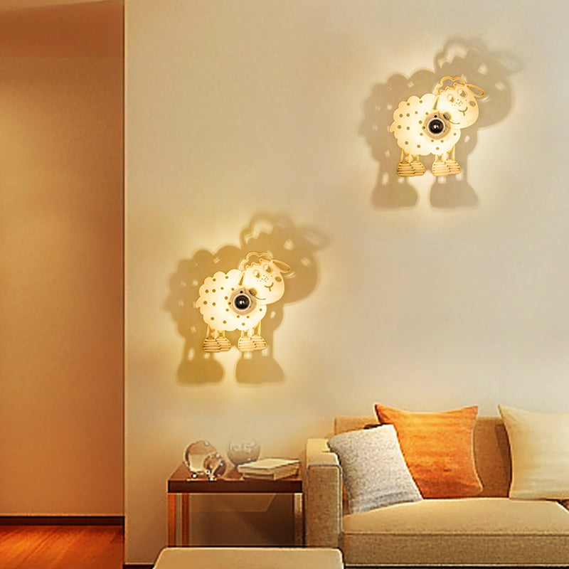 Frendorf | Metalen Schapen Wandlamp Slaapkamer Kleuterschool 1 Kop Kinderen Wandlicht in Beige