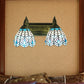 Tiffany Stil Kuppel Wandbeleuchtung Buntglas 2 Köpfe Dekorative Wandlampe Licht in Blau