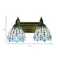 Tiffany Stil Kuppel Wandbeleuchtung Buntglas 2 Köpfe Dekorative Wandlampe Licht in Blau