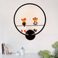 Zeitgenössische schwarze Wandleuchte Ring Metall Wandlampe mit Puppendeko für Kinderzimmer