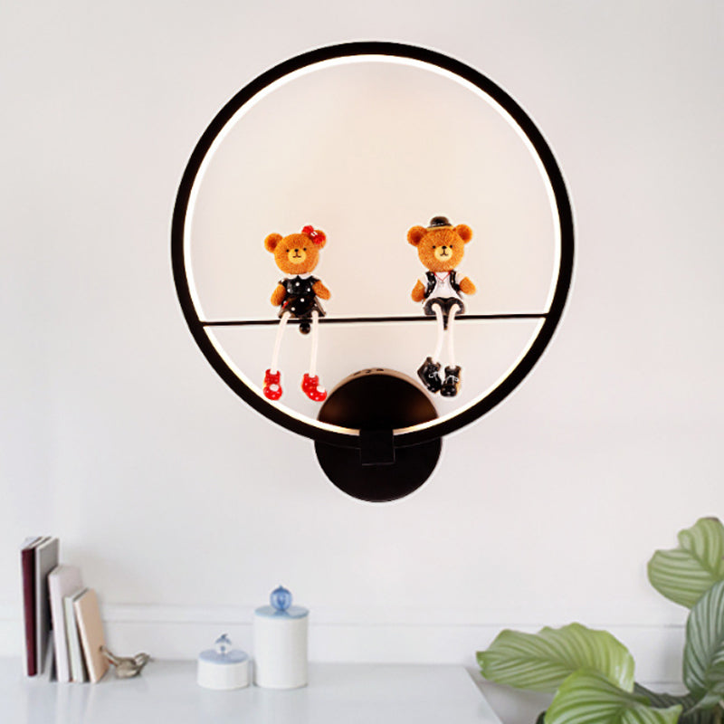 Frendorf | Contemporary Zwarte Wandlamp Ring Metaal Sconces Licht met Pop Deco voor Kinderkamer