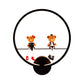 Zeitgenössische schwarze Wandleuchte Ring Metall Wandlampe mit Puppendeko für Kinderzimmer