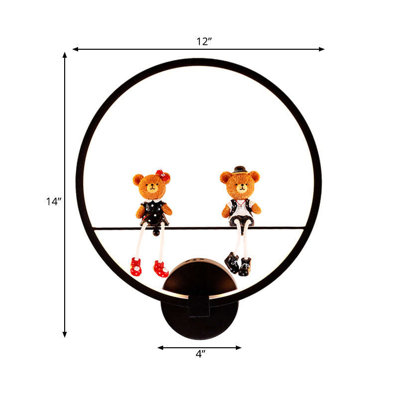 Frendorf | Contemporary Zwarte Wandlamp Ring Metaal Sconces Licht met Pop Deco voor Kinderkamer