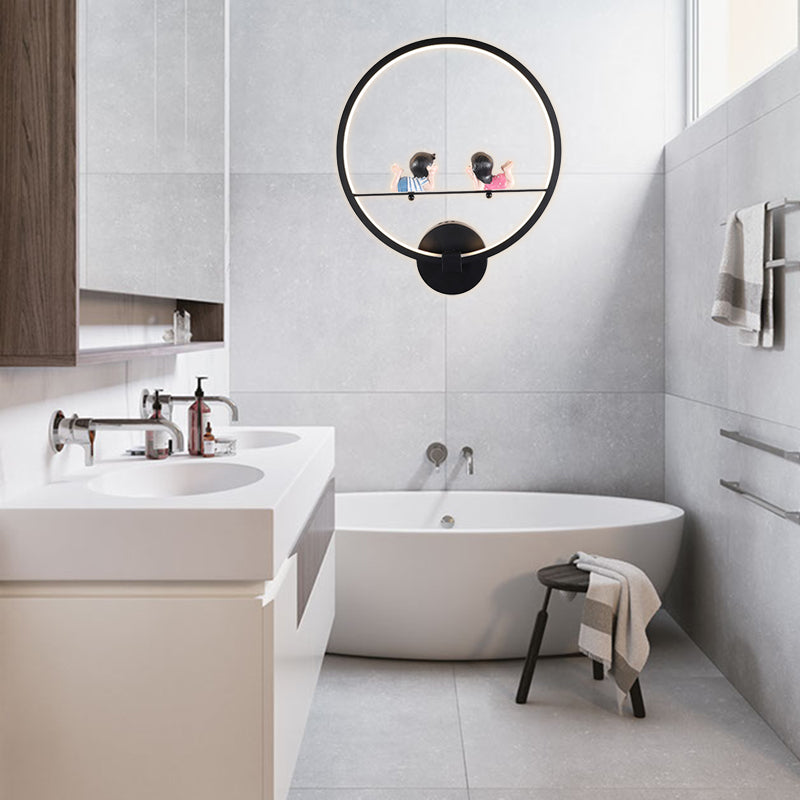 Frendorf | Contemporary Zwarte Wandlamp Ring Metaal Sconces Licht met Pop Deco voor Kinderkamer