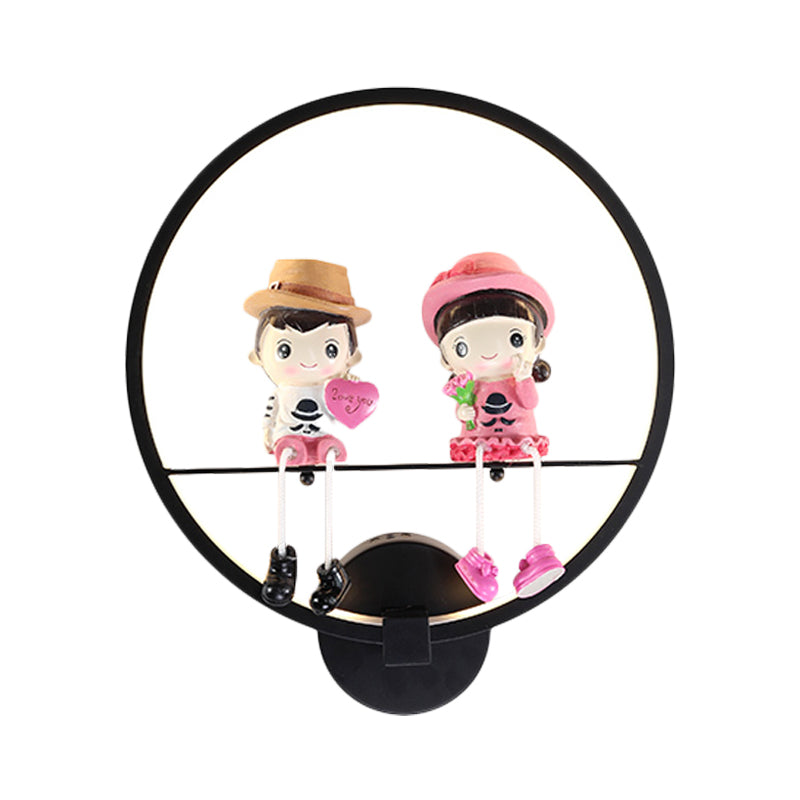Frendorf | Contemporary Zwarte Wandlamp Ring Metaal Sconces Licht met Pop Deco voor Kinderkamer