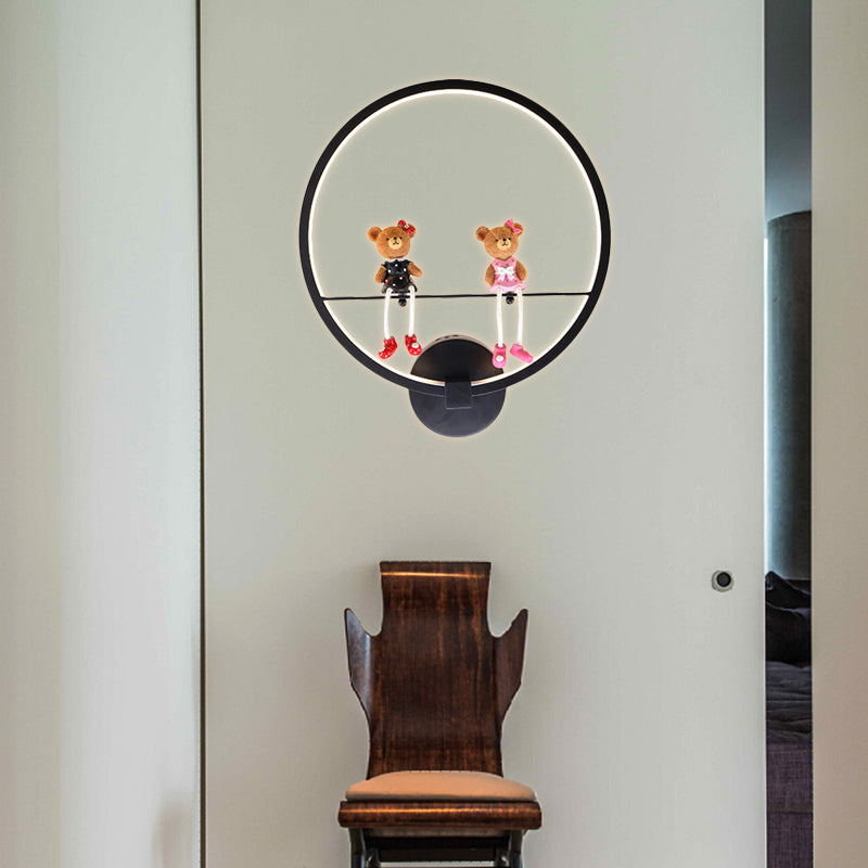 Frendorf | Contemporary Zwarte Wandlamp Ring Metaal Sconces Licht met Pop Deco voor Kinderkamer