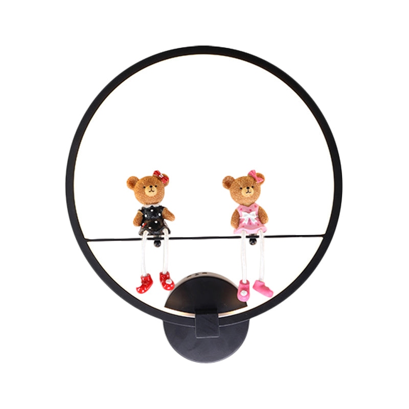 Frendorf | Contemporary Zwarte Wandlamp Ring Metaal Sconces Licht met Pop Deco voor Kinderkamer